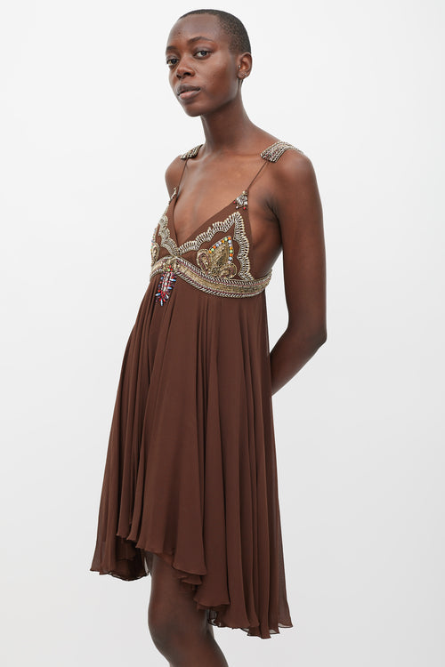 Matthew Williamson Brown Silk Embellished Dress