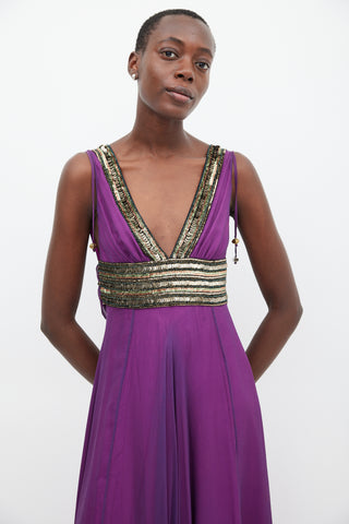 Matthew Williamson Purple 
Multicolour Silk Sequin Dress