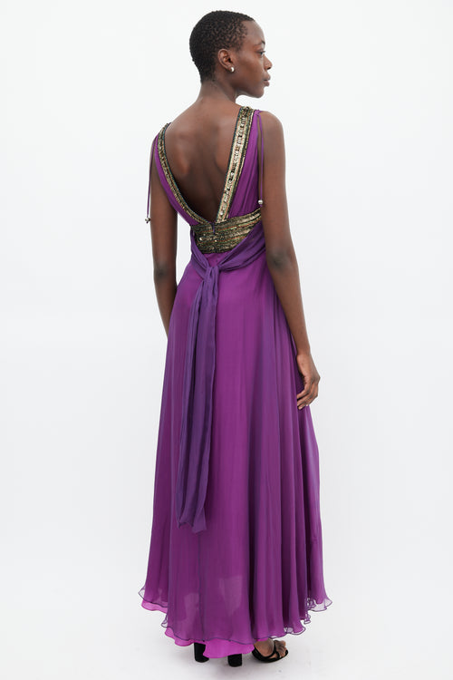 Matthew Williamson Purple 
Multicolour Silk Sequin Dress