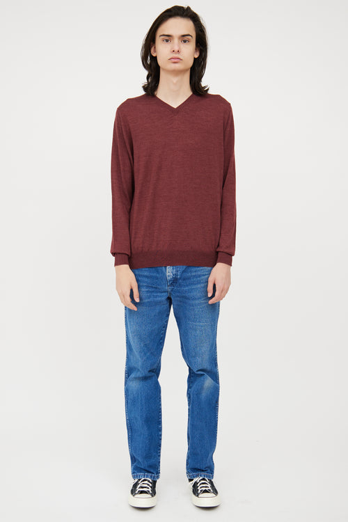 Maurizio Baldassari Burgundy Wool Blend Sweater