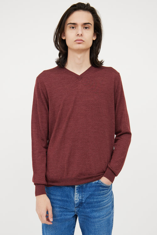 Maurizio Baldassari Burgundy Wool Blend Sweater