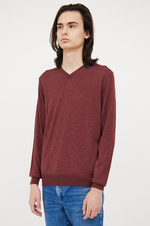 Maurizio Baldassari Burgundy Wool Blend Sweater