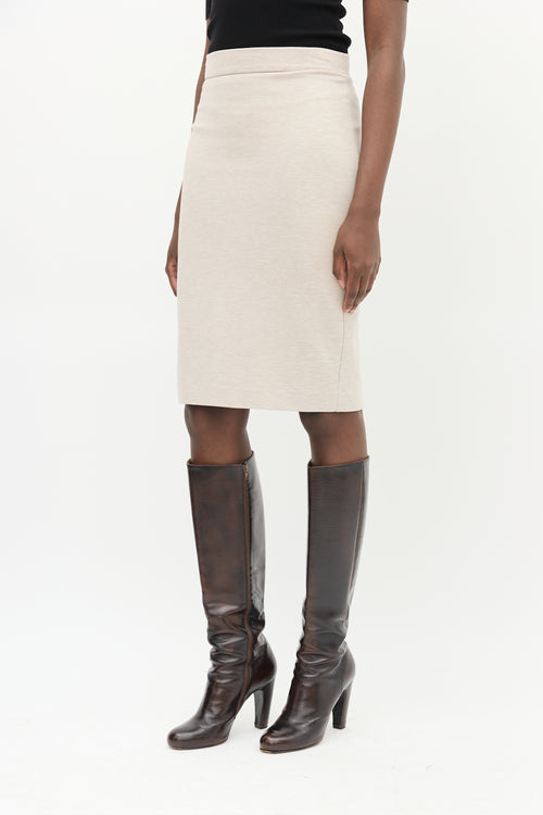 Max Mara Heather Beige Pencil Skirt