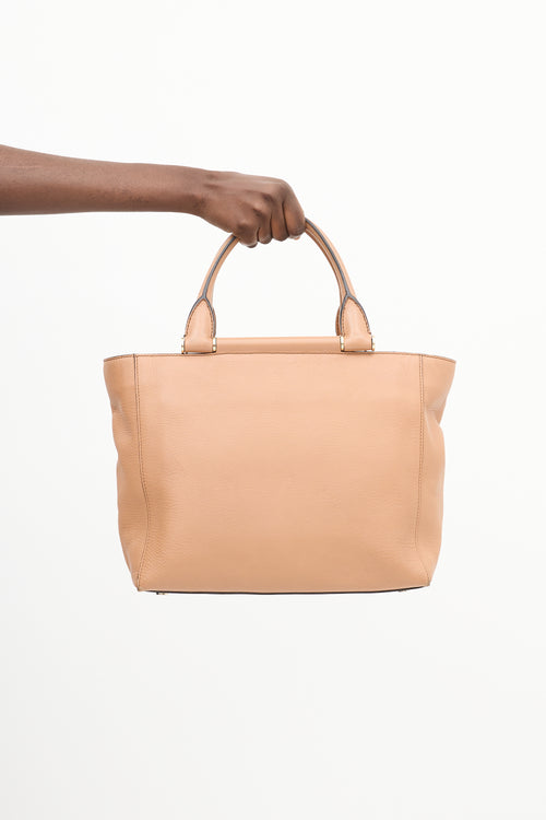 Max Mara Beige Leather Two Way Tote Bag