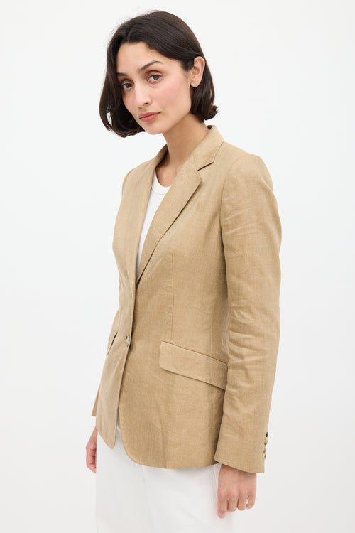 Max Mara Brown Linen 
Silk Two Pocket Blazer