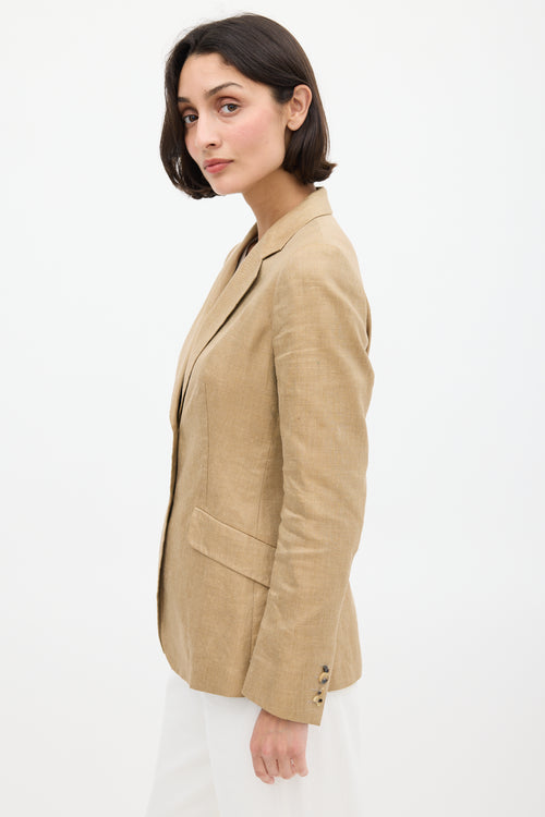 Max Mara Brown Linen 
Silk Two Pocket Blazer