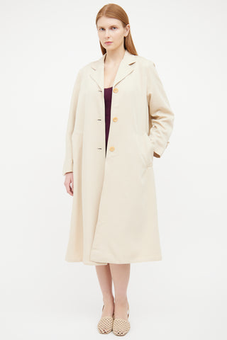 Max Mara Beige Single Breasted Long Sleeve Duster