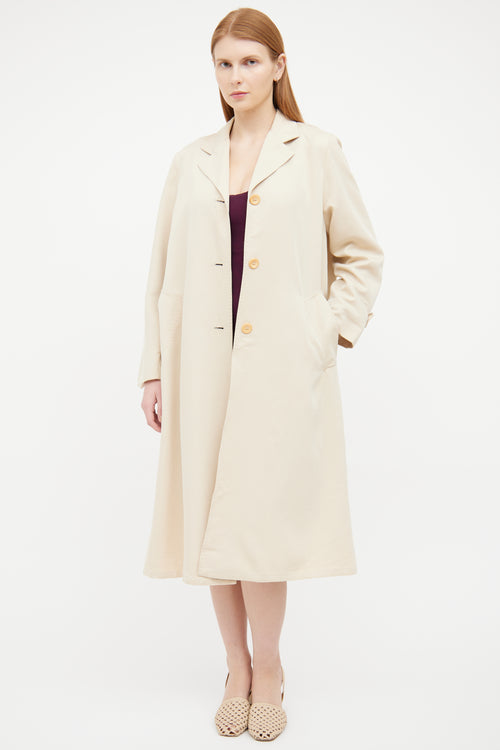 Max Mara Beige Single Breasted Long Sleeve Duster