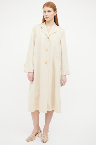 Max Mara Beige Single Breasted Long Sleeve Duster