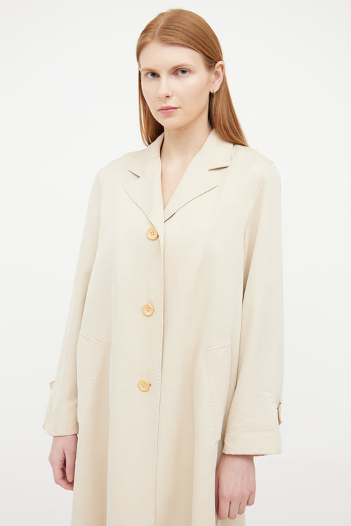 Max Mara Beige Single Breasted Long Sleeve Duster