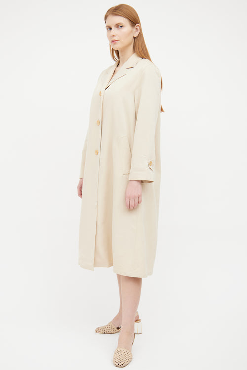 Max Mara Beige Single Breasted Long Sleeve Duster