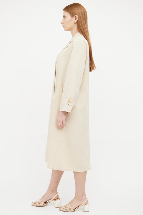 Max Mara Beige Single Breasted Long Sleeve Duster