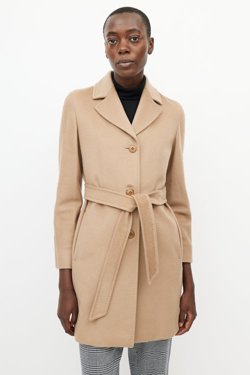 Max Mara Beige Wool Belted Coat