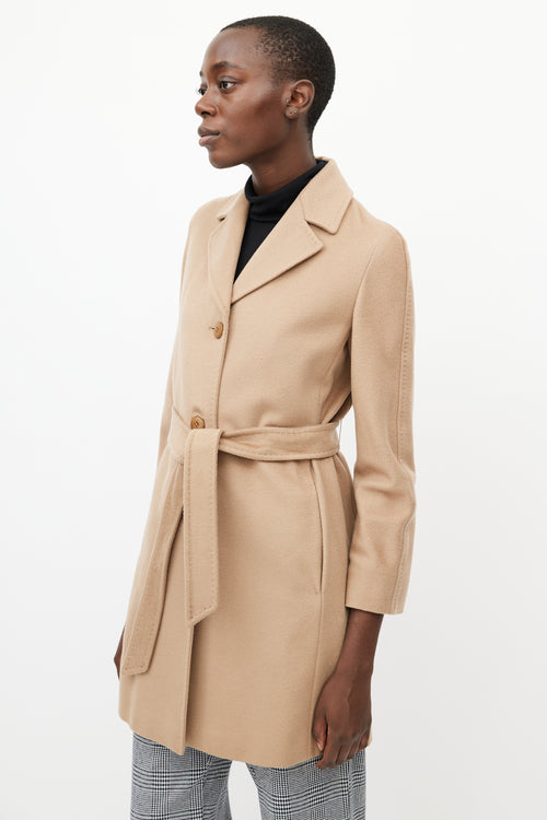 Max Mara Beige Wool Belted Coat