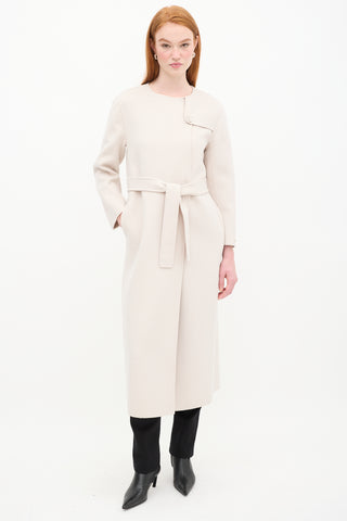 Max Mara Beige Wool Belted Coat