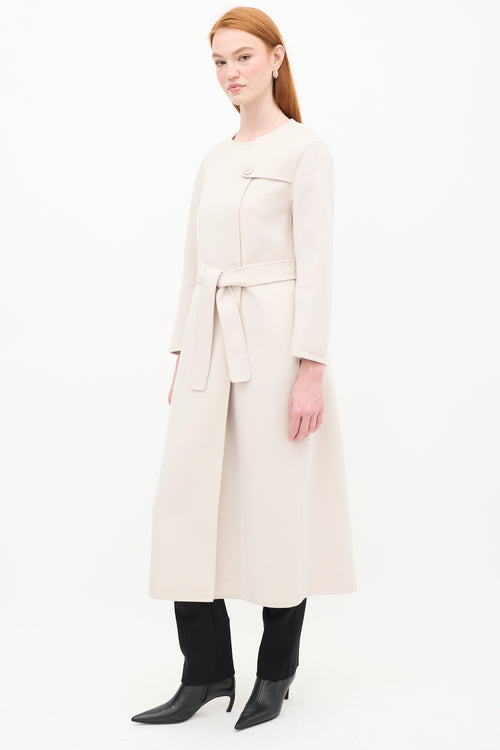 Max Mara Beige Wool Belted Coat