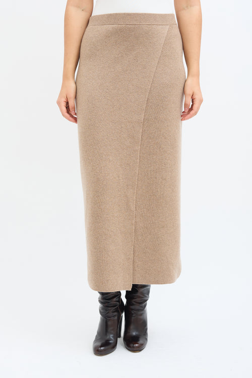 Max Mara Beige Wool 
Cashmere Midi Skirt