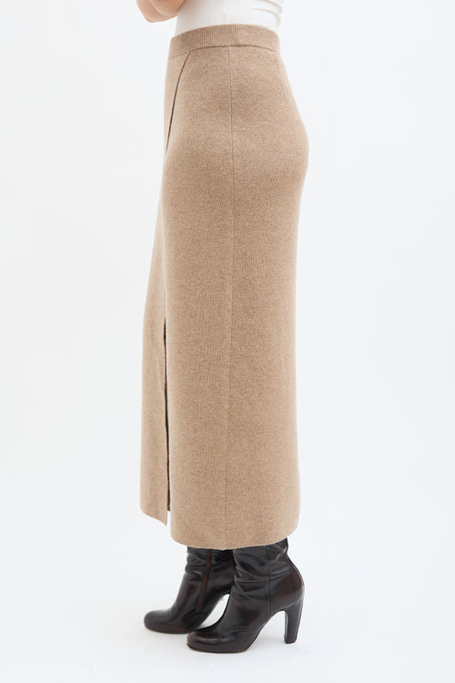 Max Mara Beige Wool 
Cashmere Midi Skirt