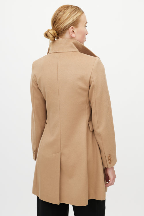 Max Mara Beige Wool Funnel Neck Coat