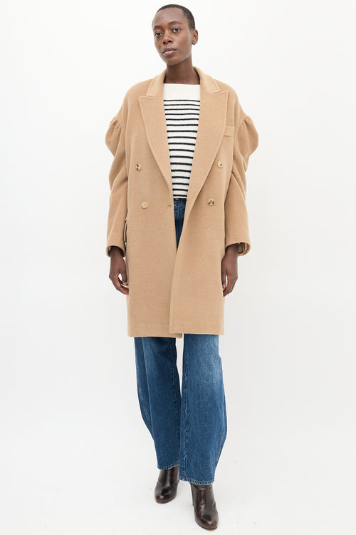 Max Mara Beige Wool Puff Sleeve Coat