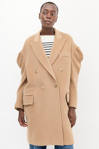 Max Mara Beige Wool Puff Sleeve Coat