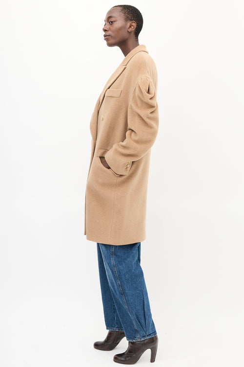 Max Mara Beige Wool Puff Sleeve Coat