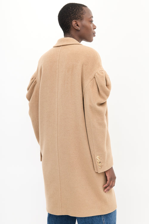 Max Mara Beige Wool Puff Sleeve Coat