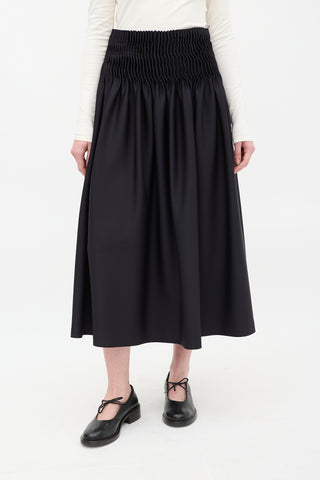 Max Mara Black Accordion Pleated Midi Skirt