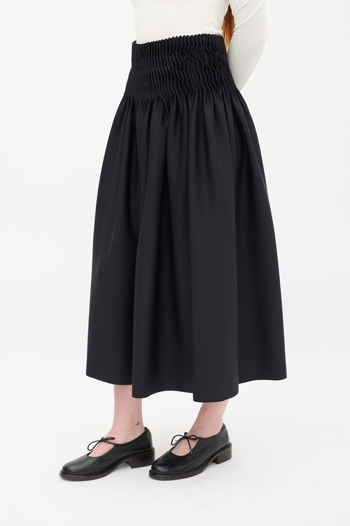 Max Mara Black Accordion Pleated Midi Skirt