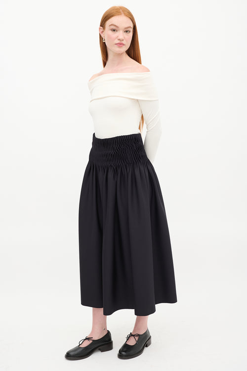 Max Mara Black Accordion Pleated Midi Skirt