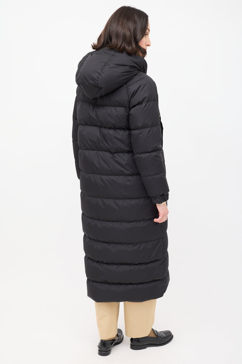 Max Mara Brown 
Black Reversible Hooded Long Padded Coat