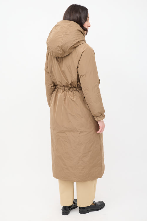 Max Mara Brown 
Black Reversible Hooded Long Padded Coat