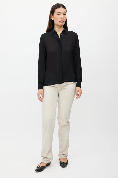 Max Mara Black Chiffon Sheer Shirt