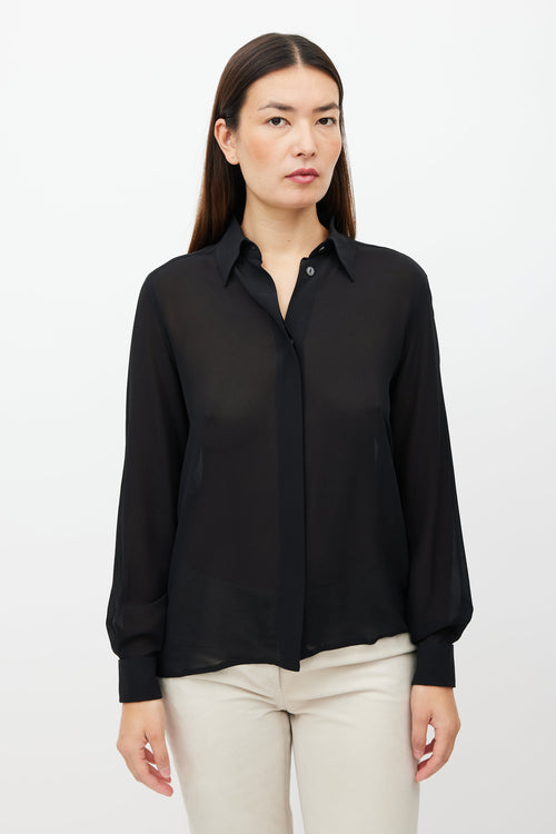 Max Mara Black Chiffon Sheer Shirt