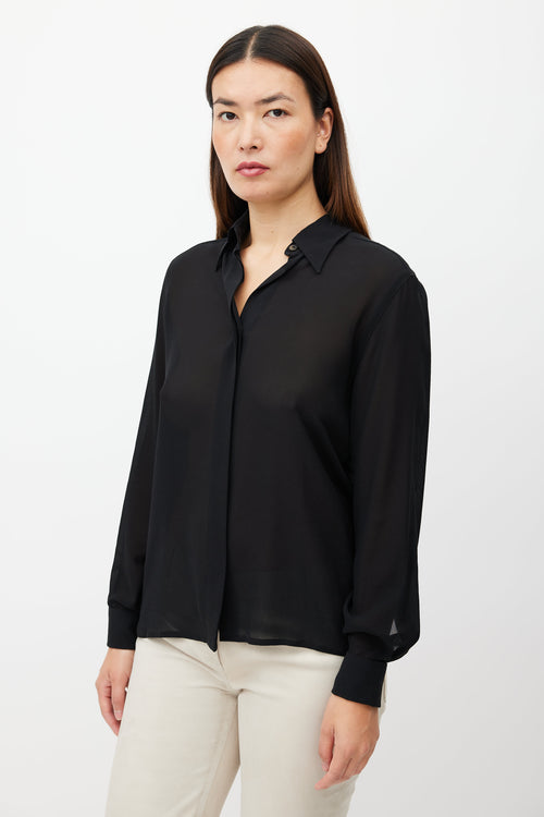 Max Mara Black Chiffon Sheer Shirt