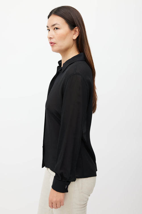 Max Mara Black Chiffon Sheer Shirt