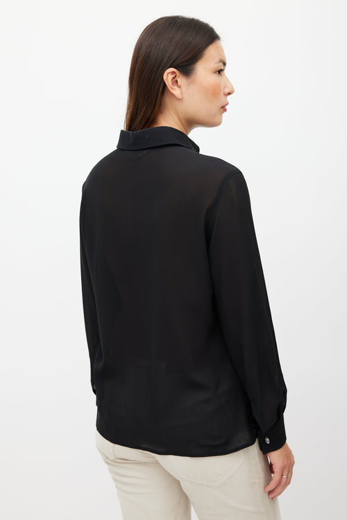 Max Mara Black Chiffon Sheer Shirt