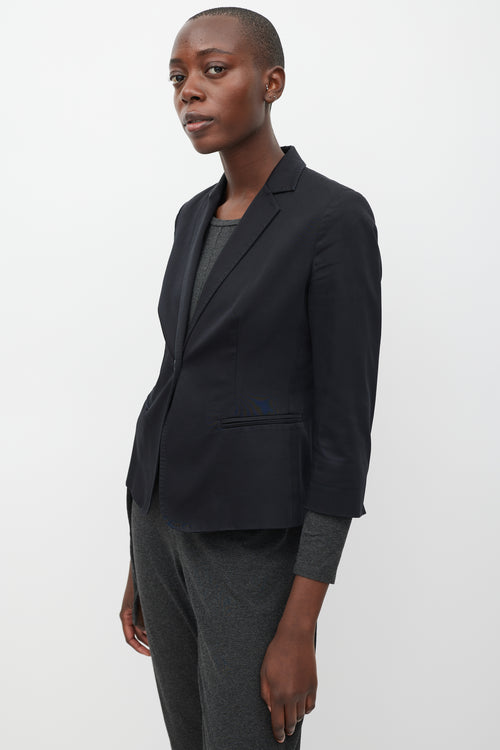 Max Mara Black Cotton Three Quarter Sleeve Blazer