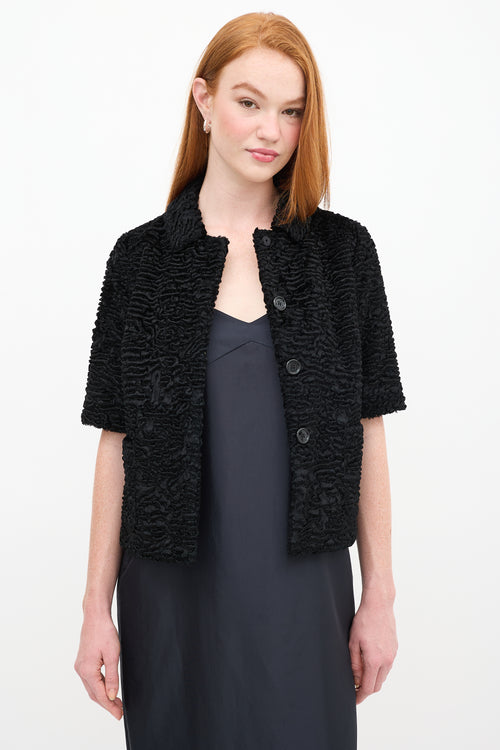 Max Mara Black Faux Fur Jacket