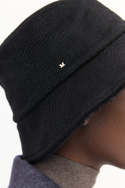 Max Mara Black Reversible Teddy Cloche Hat