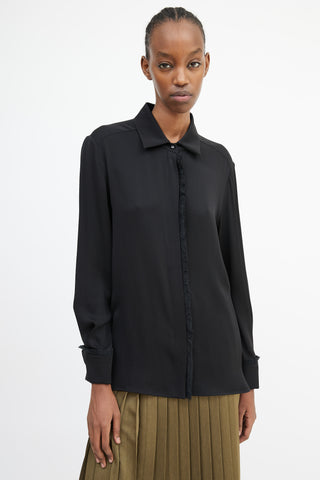 Max Mara Black Fringe Trim Shirt