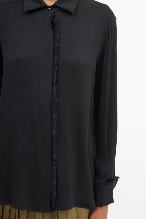 Max Mara Black Fringe Trim Shirt