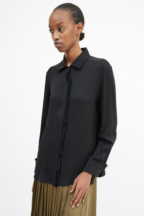 Max Mara Black Fringe Trim Shirt