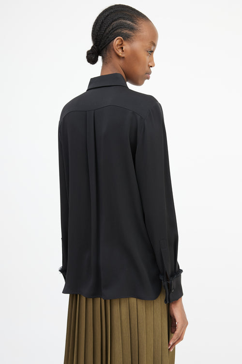 Max Mara Black Fringe Trim Shirt