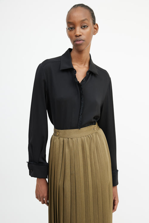 Max Mara Black Fringe Trim Shirt