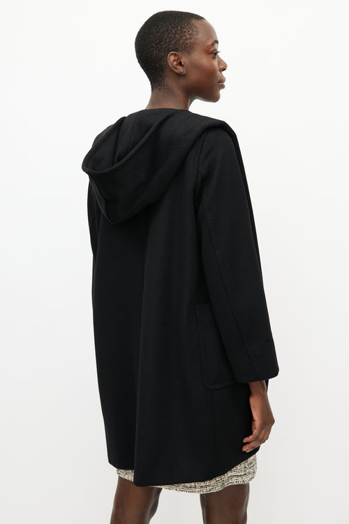 Max Mara Black Hooded Cashmere Coat