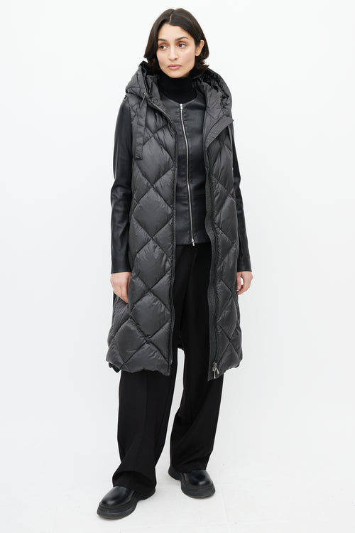 Max Mara Black Hooded Puffer Vest