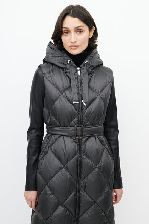 Max Mara Black Hooded Puffer Vest