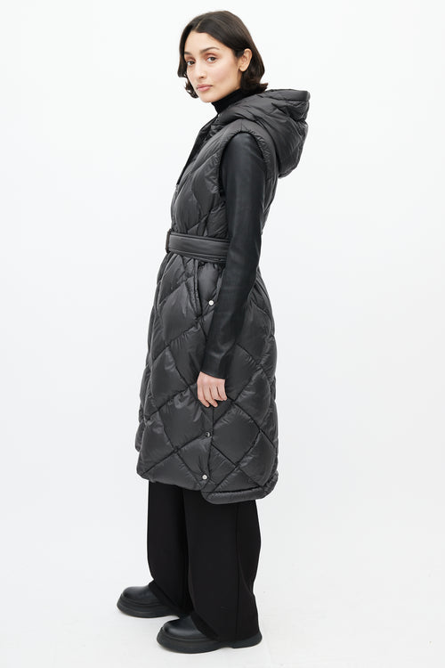 Max Mara Black Hooded Puffer Vest