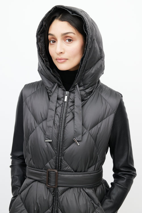 Max Mara Black Hooded Puffer Vest